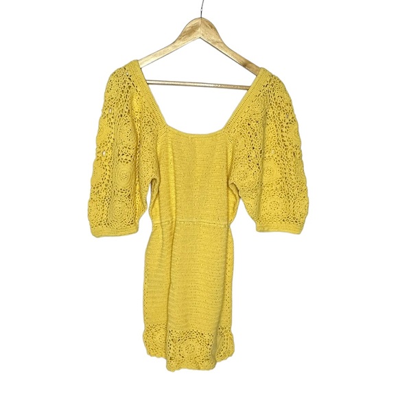 NWT Spell Let The Sunshine In Crochet Mini Dress in Lemon s - Picture 4 of 16
